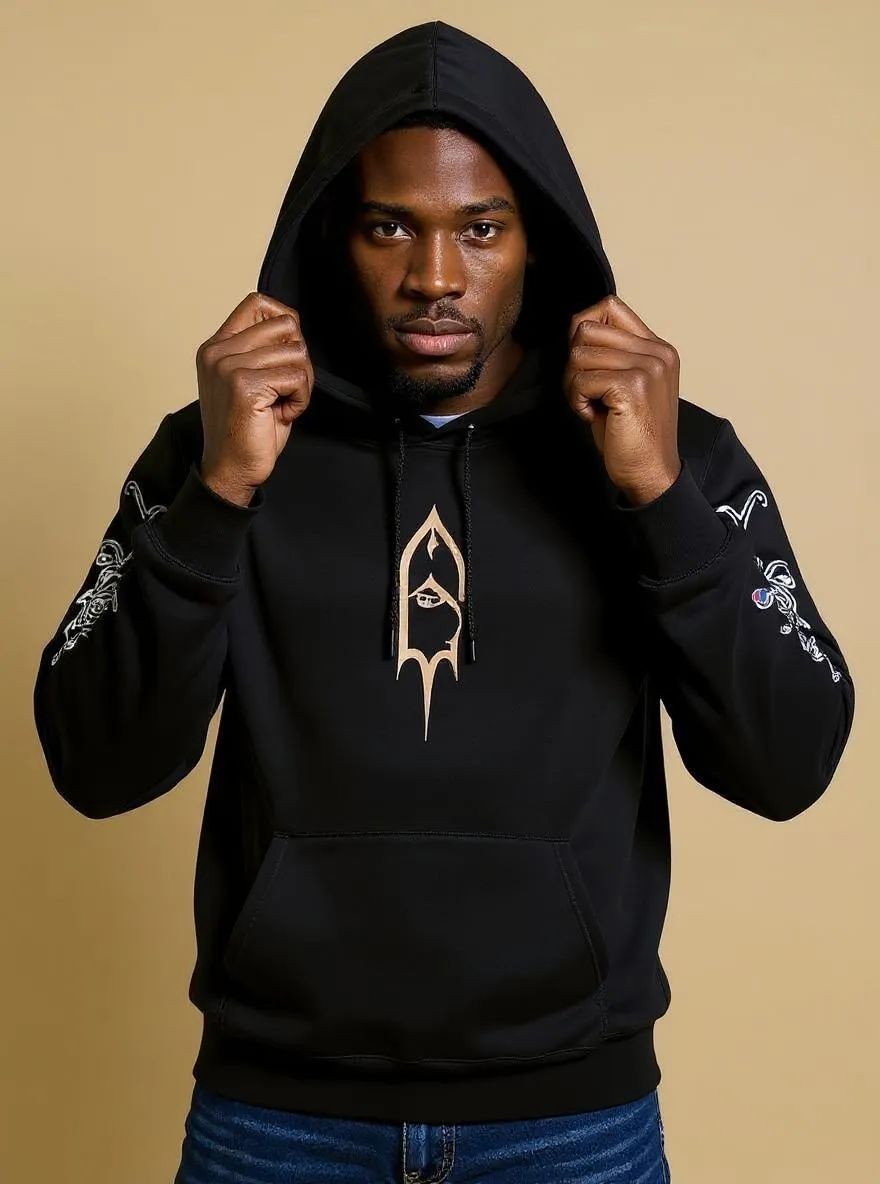 Output — Hand on hoodie pose