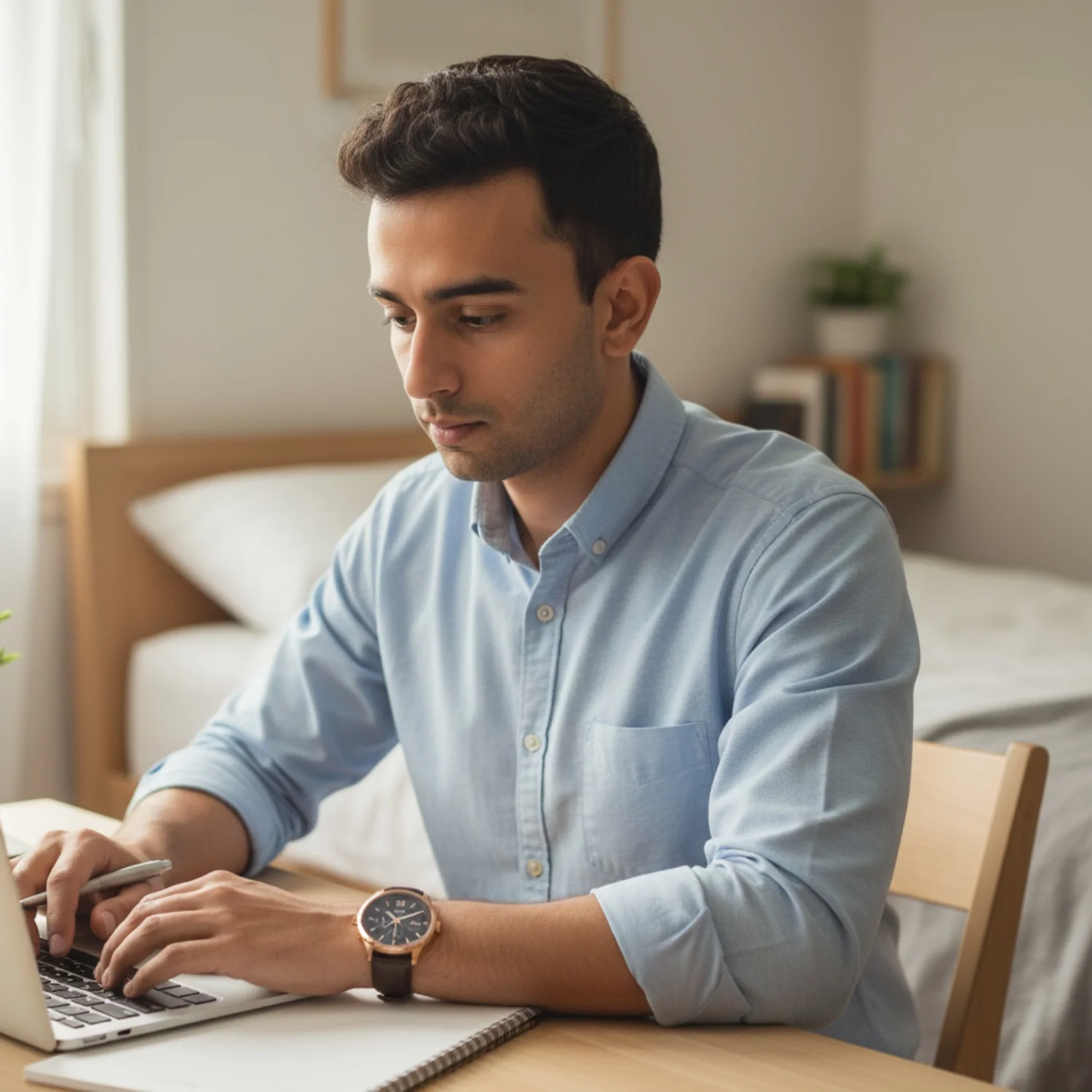 AI product photoshoot placing a watch in a styled lifestyle scene generated by Scalio